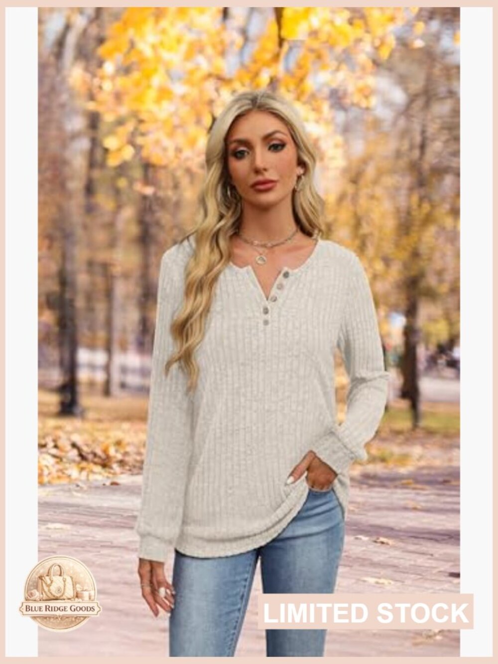 Front Button Tunic Sweater Crewneck Long Sleeve Fall Fashion Trendy Striped - Picture 4 of 7